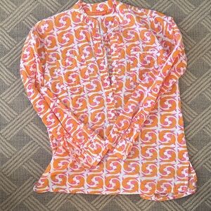 Vibrant Orange and Pink Patterned Blouse
